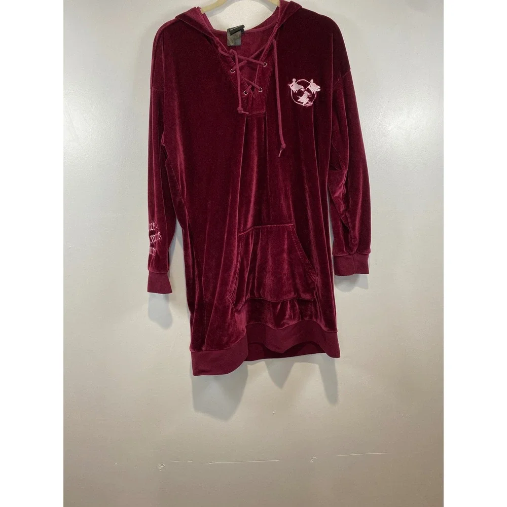 Disney | Dresses | Disney Her Universe Hocus Pocus Velvet Dress Lace Up  Hoodie Womens Medium | Poshmark